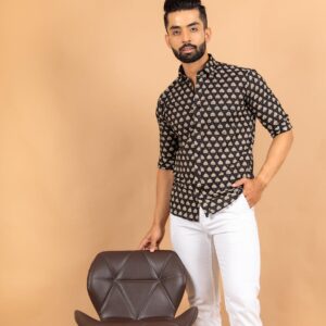 SANGANERI SHIRT Black and Gold Full