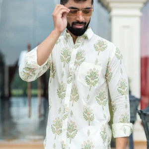 SANGANERI SHIRT White and Green Full