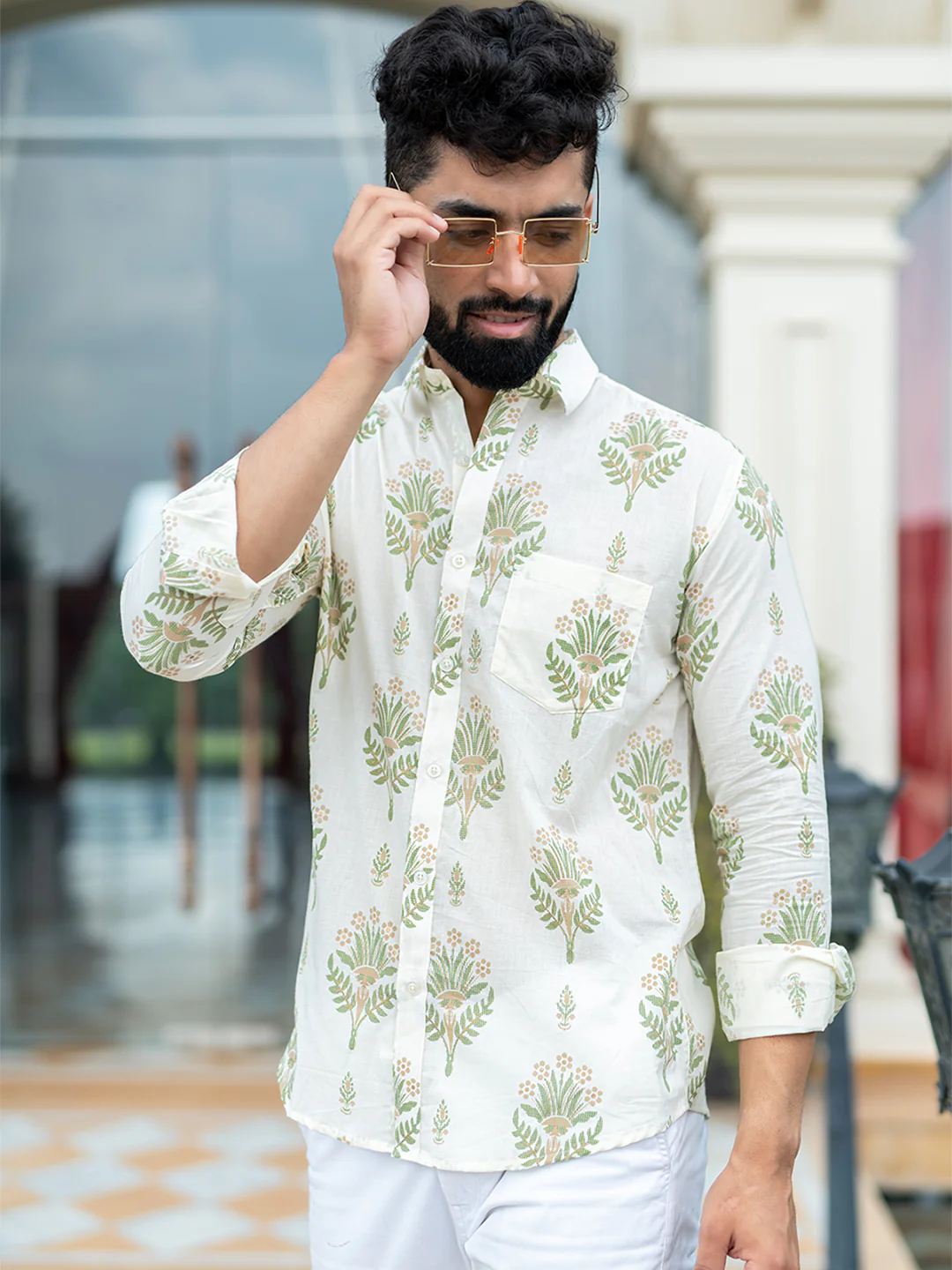 SANGANERI SHIRT White and Green Full